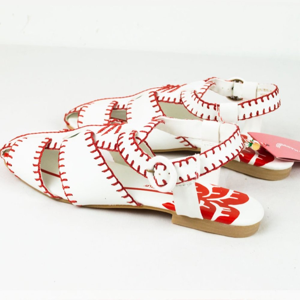 FARM Rio Red Embroidered Palm Tree Sandal 8.5M - Picture 10 of 12